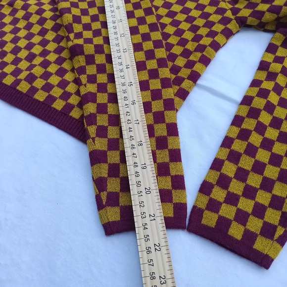 NWT Daydreamer Crop Sweater XS Cozy Fig Check Long Sleeve - Picture 10 of 10